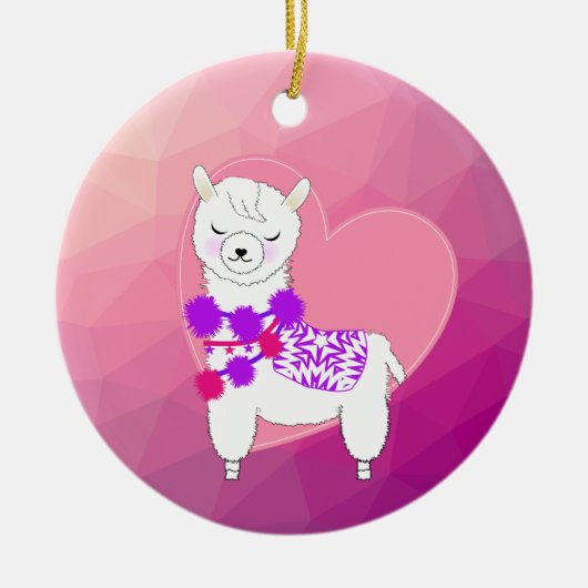 Llama Cute Personalized Keramisch Ornament (Voorkant)