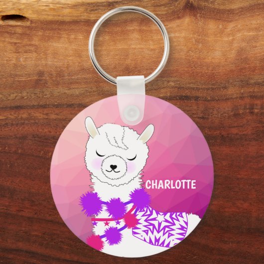 Llama Cute Personalized Sleutelhanger (Voorkant)