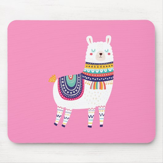 Llama Cute Pink Muismat (Voorkant)