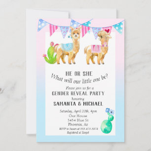 Llama Cute Waterverf Gender Reopenbaarmakingsfeest Kaart
