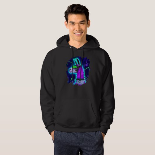 Llama Cyborg Robot Llama Cool Artistic Retro Alpac Hoodie (Voorkant volledig)