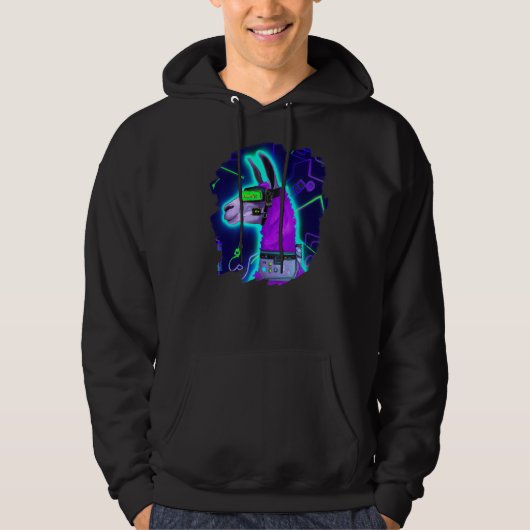Llama Cyborg Robot Llama Cool Artistic Retro Alpac Hoodie (Voorkant)