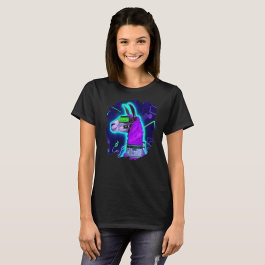 Llama Cyborg Robot Llama Cool Artistic Retro Alpac T-shirt (Voorkant volledig)