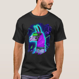 Llama Cyborg Robot Llama Cool Artistieke Retro Alp T-shirt