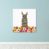 llama daisy love white canvas afdruk (Insitu (Houten vloer))