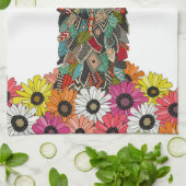 llama daisy love white theedoek (Gevouwen)