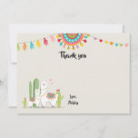 Llama Dank je kaart Douche Fiesta Cactus Mexicaans<br><div class="desc">Een mooie manier om uw gasten te bedanken! Llama thema.</div>