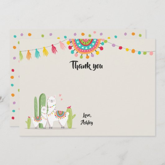 Llama Dank je kaart Douche Fiesta Cactus Mexicaans (Voorkant / Achterkant)