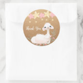 Llama Dank u Labels, Zoo Verjaardag, Douche Ronde Sticker (Tas)