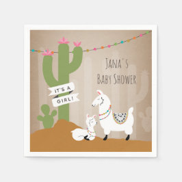 Llama Desert Cactus Meisje Baby shower Servet
