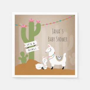 Llama Desert Cactus Meisje Baby shower Servet