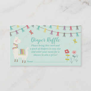 Llama Diaper Raffle Card Mint Genderneutraal Informatiekaartje