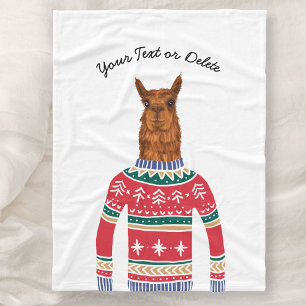Llama die grappig met Scandinavische kerstmis woon Fleece Deken