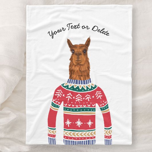 Llama die grappig met Scandinavische kerstmis woon Fleece Deken