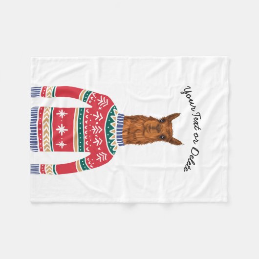 Llama die grappig met Scandinavische kerstmis woon Fleece Deken (Voorkant (Horizontaal))