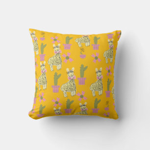Llama Dier Doodle Geel Kinderen Tiener Kussen
