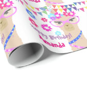 Llama diva blijvend verjaardagsdagstrappelpapier cadeaupapier (Rol Hoek)