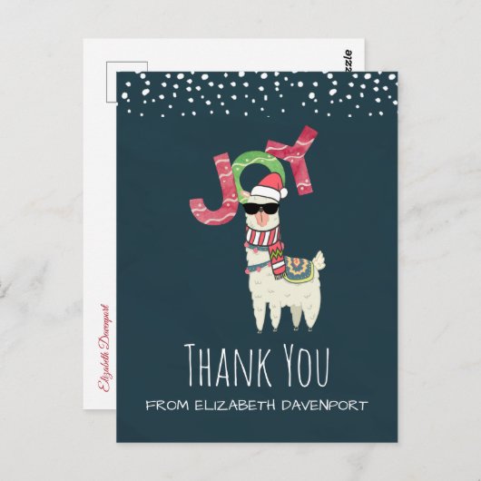 Llama draagt kerstmis met een kerstmuts Dank u Briefkaart (Voorkant / Achterkant)