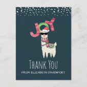 Llama draagt kerstmis met een kerstmuts Dank u Briefkaart (Voorkant)