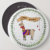 Llama Drama Badge, Rainbow Llama Ronde Button 6,0 Cm (Voorkant /achterkant)