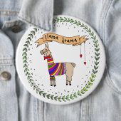 Llama Drama Badge, Rainbow Llama Ronde Button 6,0 Cm (In situ)