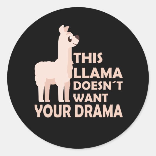 Llama Drama Funny Sayings Cute Animals Llamas Ronde Sticker (Voorkant)