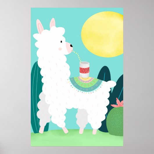 Llama Drink het Poster van de Soda Wall Art (Voorkant)