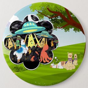 Llama Dromen fantasie lama inktvis episch gevechts Ronde Button 6,0 Cm