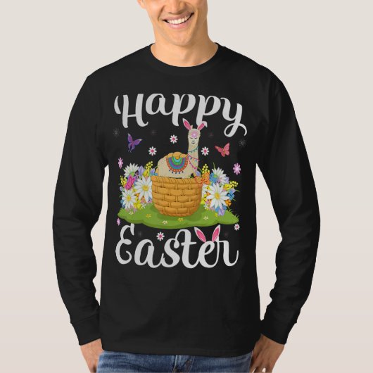 Llama Easter Egg Hunting Floral Llama Easter Sunda T-shirt (Voorkant)