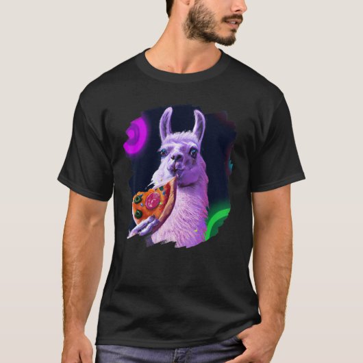 Llama Eating Pizza  Cool Pizza Llamas T-shirt (Voorkant)