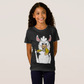 Llama Eating Pizza Funny Alpaca Pizza Food Lover F T-shirt (Voorkant volledig)