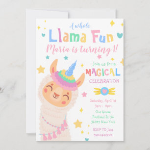 Llama Eenhoorn Magisch Feest Verjaardag Kaart