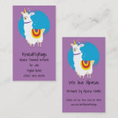 Llama Eenhoorn op Paarse Visitekaartje (Voorkant / Achterkant)