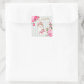 Llama Eenhoorn - Roze Vierkante Sticker (Tas)