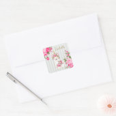 Llama Eenhoorn - Roze Vierkante Sticker (Envelop)