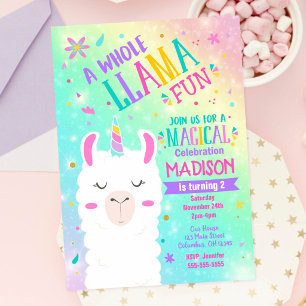 Llama Eenhoorn Verjaardagsuitnodiging Magische Fee Kaart