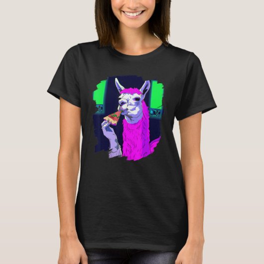Llama eet pizza Cool Pizza Llama's 1 T-shirt (Voorkant)