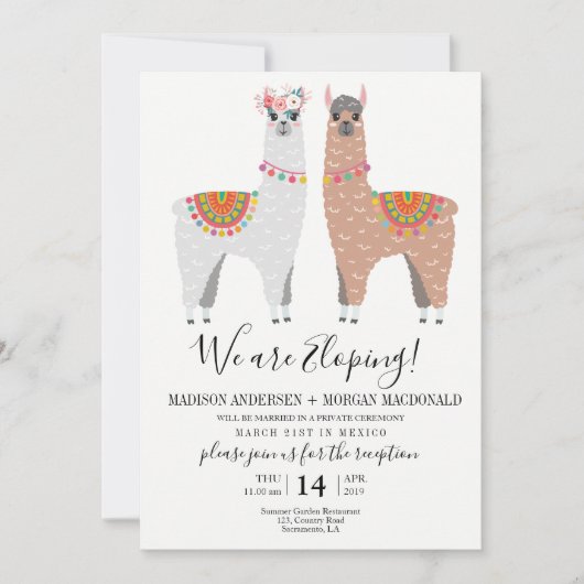 Llama Elopement-uitnodiging Kaart (Voorkant)
