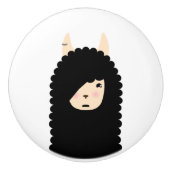 Llama Emoji Gothic Keramische Knop (Voorkant)