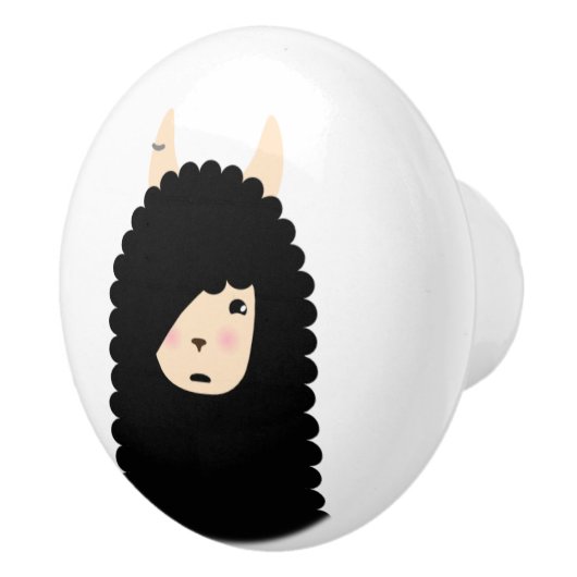 Llama Emoji Gothic Keramische Knop (Rechts)