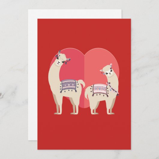 Llama en Alpaca met liefde Feestdagenkaart (Voorkant / Achterkant)