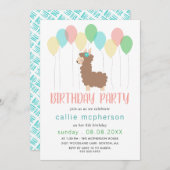 Llama en ballonnen Kinderen van Birthday Kaart (Voorkant / Achterkant)