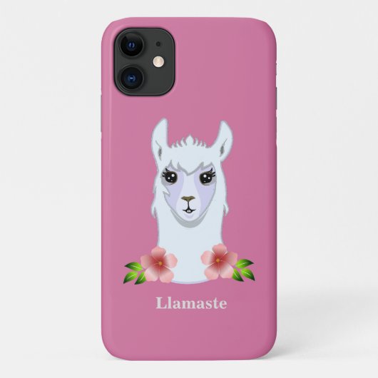 Llama en bloemen op roze goud Case-Mate iPhone case (Achterkant)