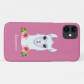 Llama en bloemen op roze goud Case-Mate iPhone case (Achterkant (horizontaal))