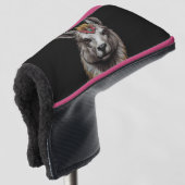 Llama en bloemenportret, Golfputter Hoesje Golfheadcover (3/4 voorkant)