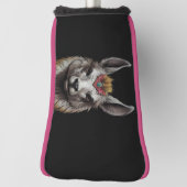 Llama en bloemenportret, Golfputter Hoesje Golfheadcover (Draai 90)