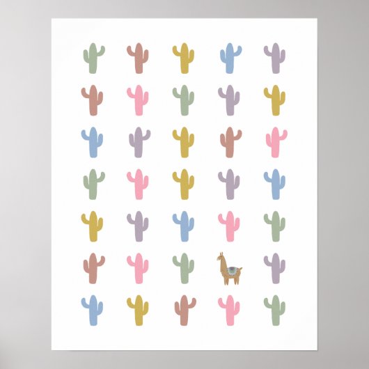 Llama en Cacti Nursery Room Poster (Voorkant)