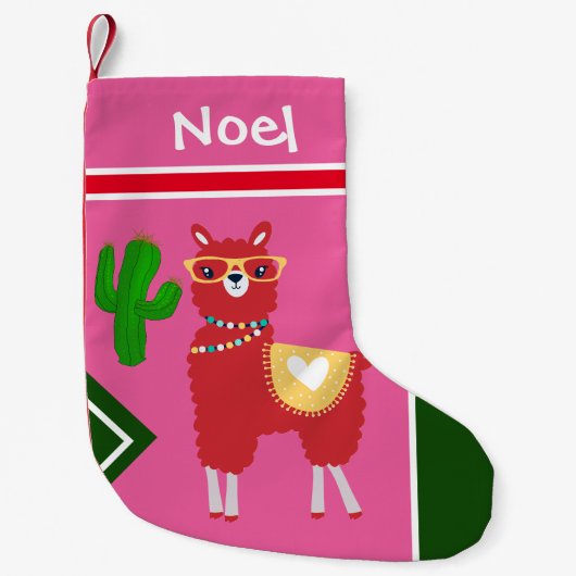 Llama en Cactus Art    - Personaliseren Kleine Kerstsok (Voorkant)