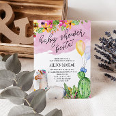 Llama en Cactus Baby shower Fiesta Invitation Kaart