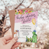 Llama en Cactus Baby shower Fiesta Invitation Kaart
